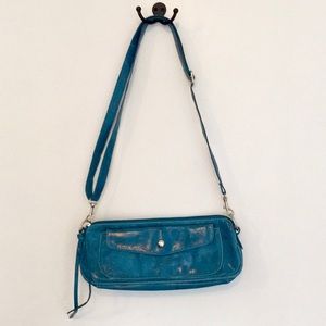 Blue faux leather clutch/purse